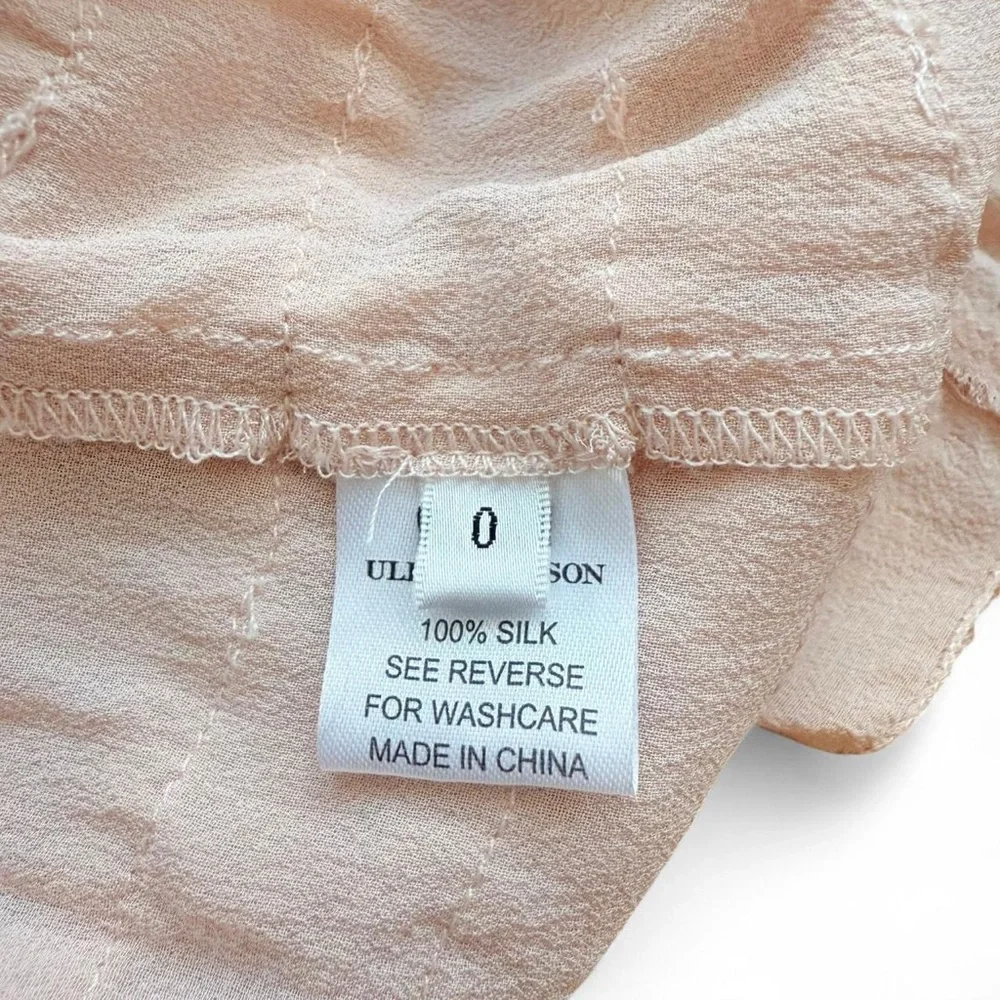 Ulla Johnson 100% Silk Piera Pleated Ruffled Matte Satin Drop Waist Dress Size 0 - Picture 11 of 16